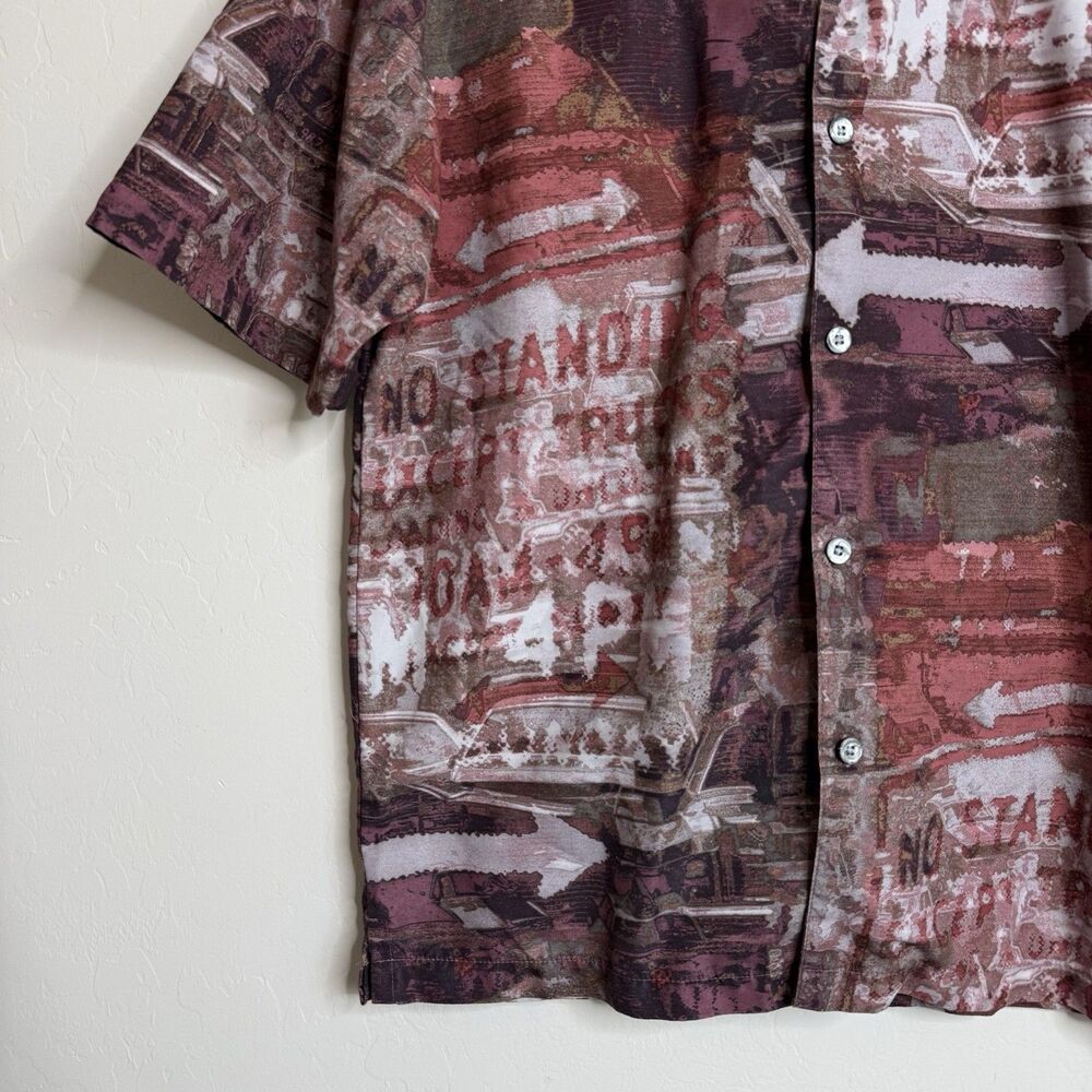 No Boundaries M/L Vintage Graffiti Button Up Short Sleeve Shirt 90’s Y2K Grunge - Picture 2 of 13